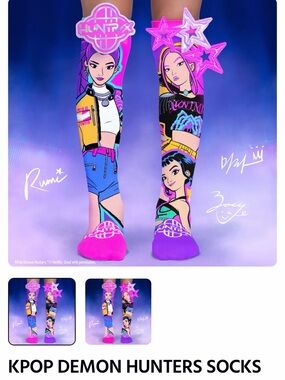 KPOP Demon Hunters Kids Knee-High Socks in Pink & Purple
